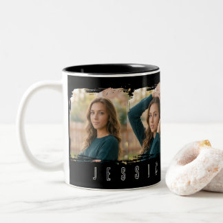 Young Girl Collaged Typography Two-Tone Coffee Mug
