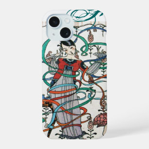 YOUNG GIRL ,COLORFUL RIBBON SWIRLS ,CUPID Monogram iPhone 15 Case