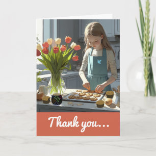 Young Girl Cookie Baker Thank You Card