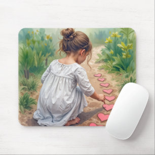 Young Girl Creating a Heart Pathway Mouse Pad