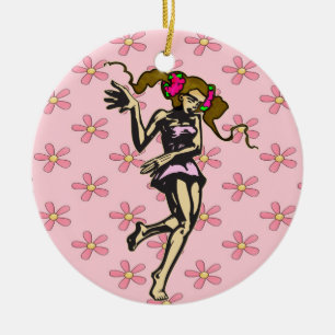 Young Girl Dancer Ceramic Ornament