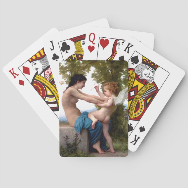 Young Girl Defending Herself Against Eros Cupid Playing Cards (Back)