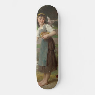 Young Girl Feeding the Doves (by Émile Munier) Skateboard