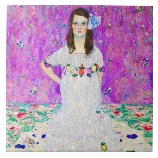 Young Girl, Gustav Klimt Ceramic Tile (Front)