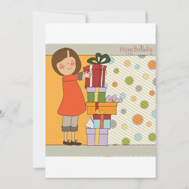 Young Girl Happy Birthday Invitation (Front)