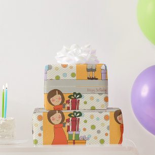 Young Girl Happy Birthday Wrapping Paper