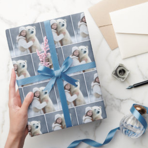 Young Girl Hugging a Polar Bear Wrapping Paper