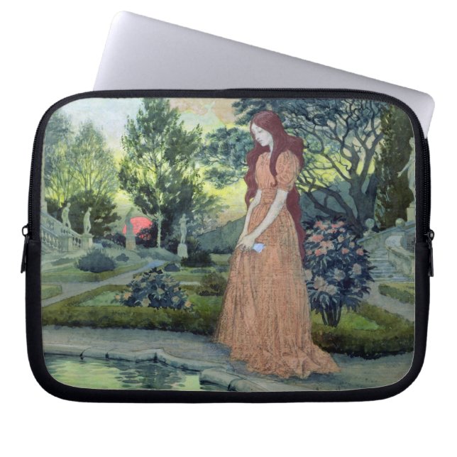 Young girl in a garden (w/c) laptop sleeve (Front)