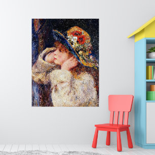 Young Girl in a Hat with Wildflowers Poster