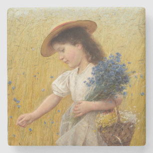 Young Girl in a Wheat Field Stone Coaster