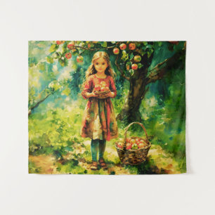 Young Girl in an Apple Orchard  Tapestry