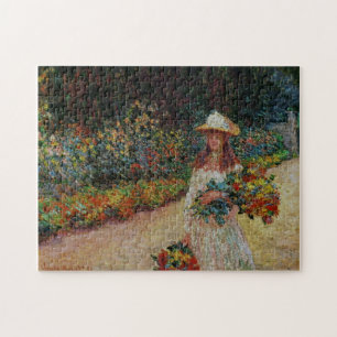 Young Girl in Garden at Giverny Monet Fine Art Jigsaw Puzzle