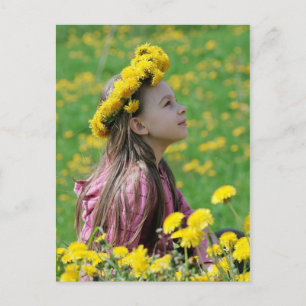 Young girl in summer day. postcard