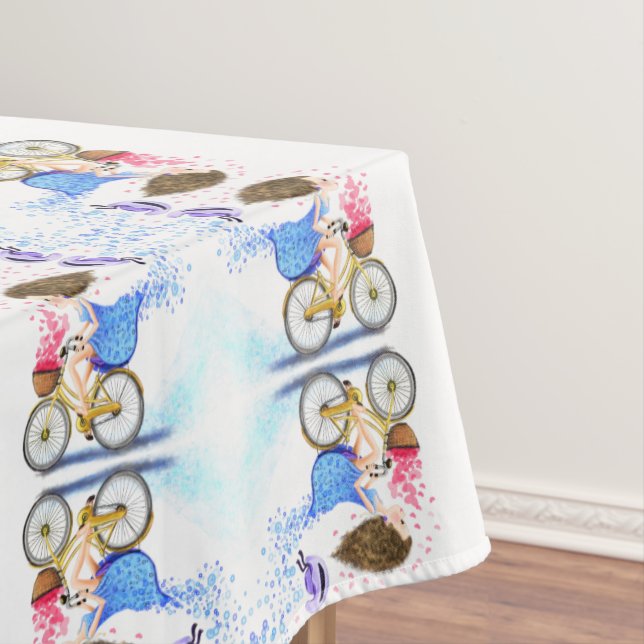 Young Girl On A Bike Tablecloth Romantic Love  (In Situ)