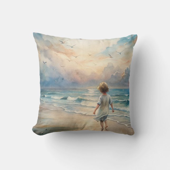 Young Girl on Beach Cushion (Front)