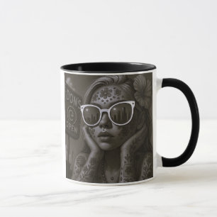 Young girl on holiday mug