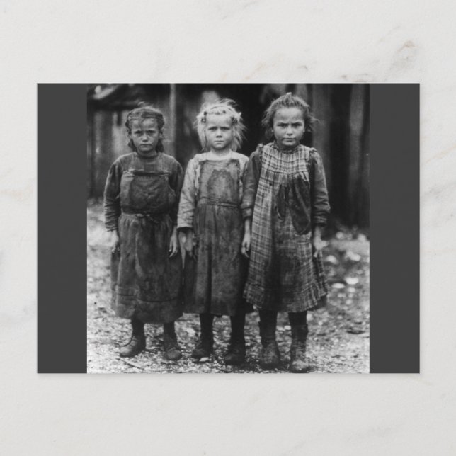 Young Girl Oyster Shuckers, early 1900s Postcard (Front)