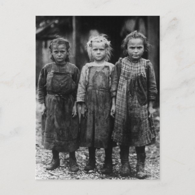 Young Girl Oyster Shuckers, early 1900s Postcard (Front)