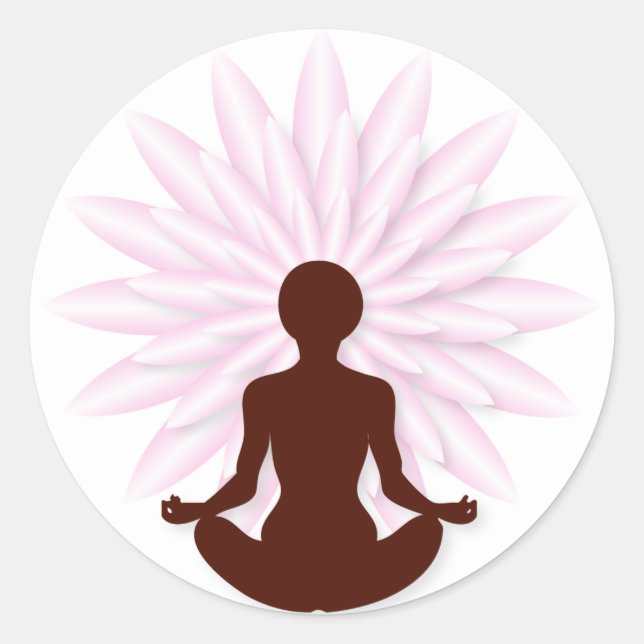 Young girl practicing yoga classic round sticker (Front)