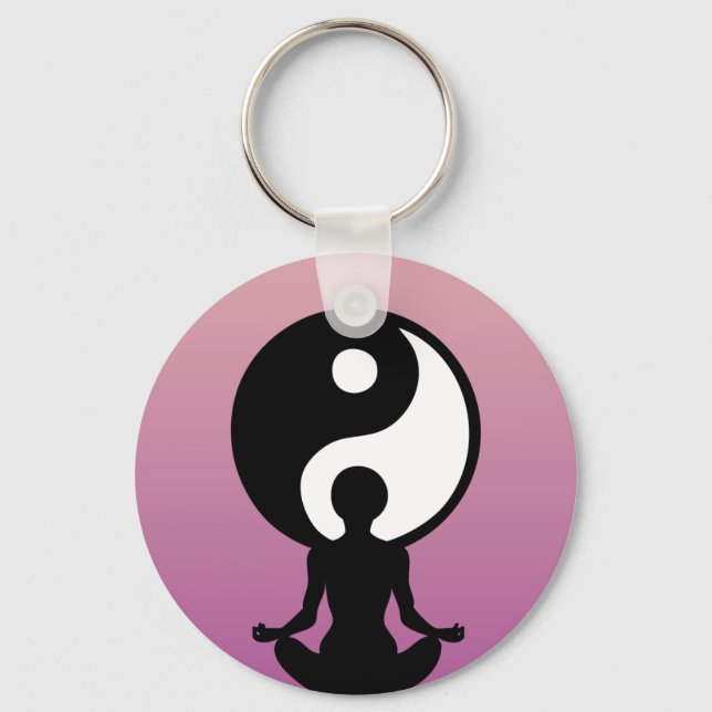 Young girl practicing yoga key ring (Front)
