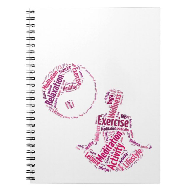 Young girl practicising yoga under Yin Yang symbol Notebook (Front)