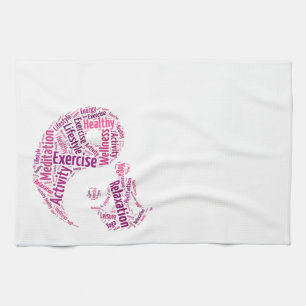 Young girl practicising yoga under Yin Yang symbol Tea Towel