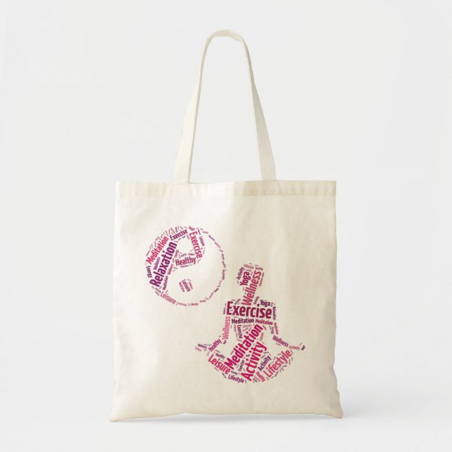 Young girl practising yoga under Yin Yang symbol Tote Bag (Front)