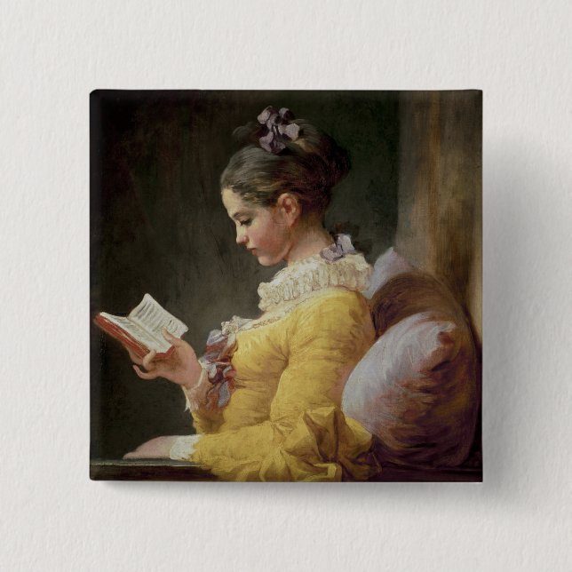 Young Girl Reading, c.1776 15 Cm Square Badge (Front)