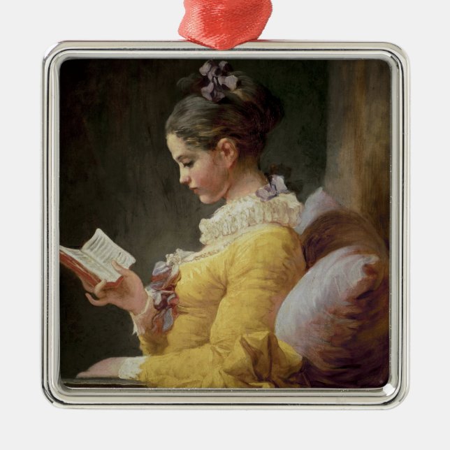 Young Girl Reading, c.1776 Metal Ornament (Front)