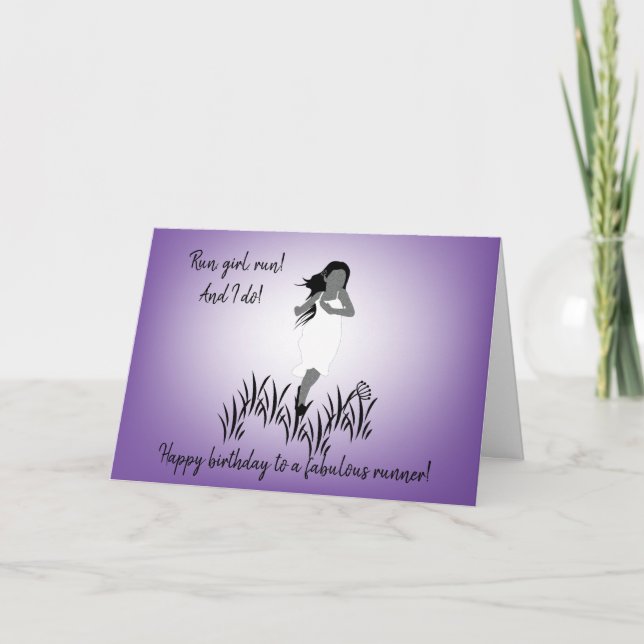 Young Girl Runner with Flowing Hair Card (Front)