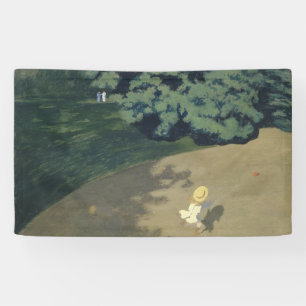 Young Girl Running After a Red Ball (Childhood) Banner