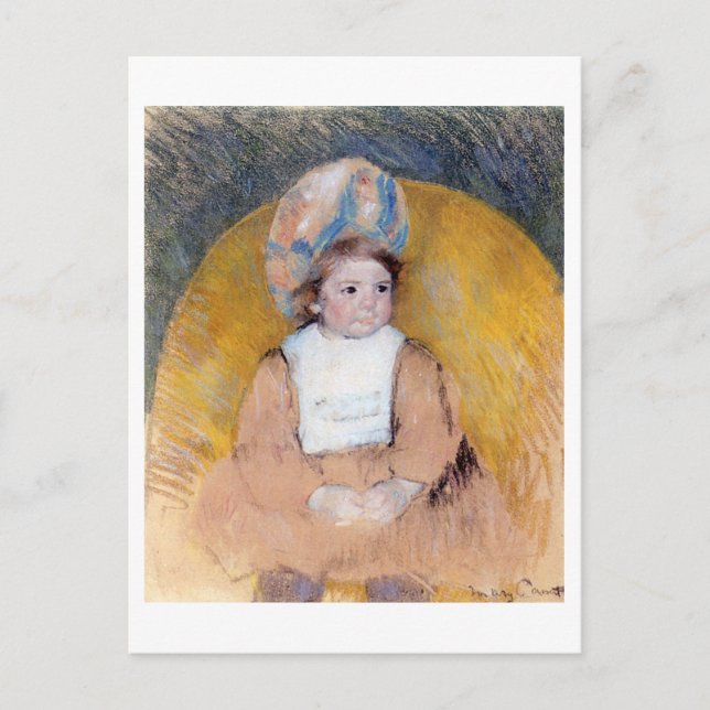 Young Girl Seated in a Yellow Armchair, Cassatt Postcard (Front)