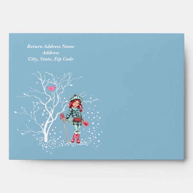 Young Girl Skier Custom Christmas  Envelopes (Front)