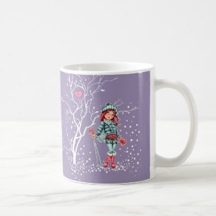 Young Girl Skier Custom Name Christmas Gift Coffee Mug