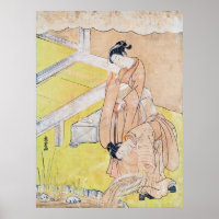 Young Girl Throws Goldfish into Pond poster/print