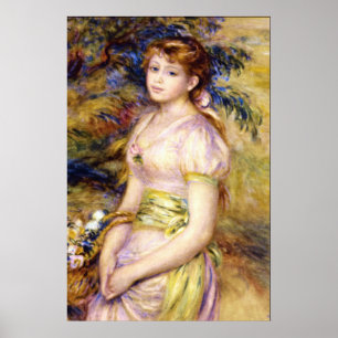 Young Girl with a Basket of Flowers by Renoir Poster