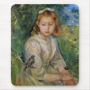 Young Girl With a Bird (by Berthe Morisot) Mouse Pad