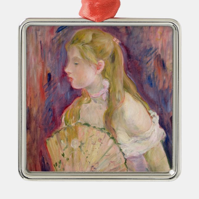 Young Girl with a Fan, 1893 Metal Tree Decoration (Front)