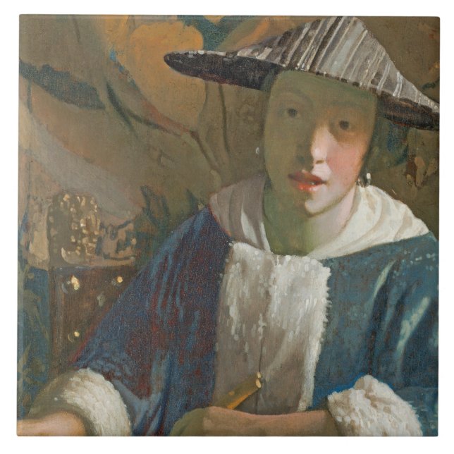 Young Girl with a Flute, c.1665-70 Tile (Front)