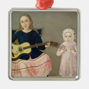 Young Girl with a Guitar and Child with a Metal Ornament
