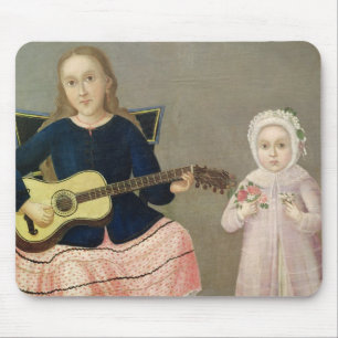 Young Girl with a Guitar and Child with a Mouse Pad