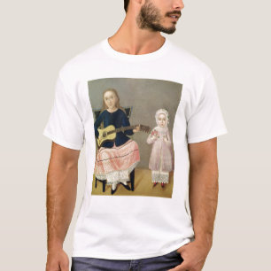 Young Girl with a Guitar and Child with a T-Shirt