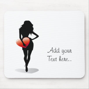 Young Girl with a Heart Mouse Pad