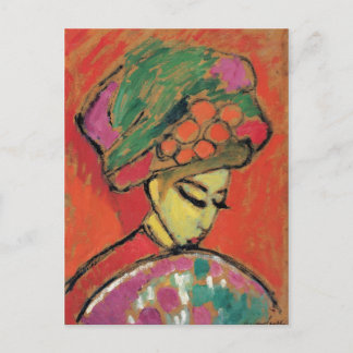 Young Girl with Flowered Hat Jawlensky Fine Art Postcard