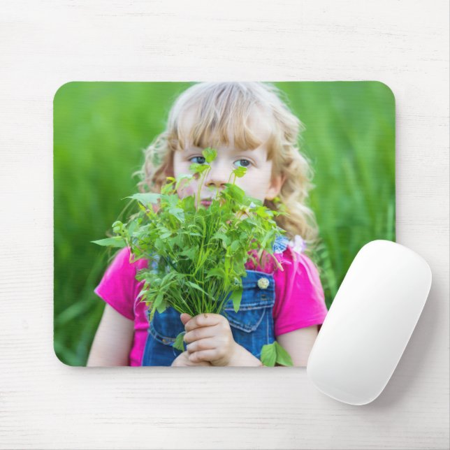 Young Girl with Handful of Weeds Mouse Pad (With Mouse)