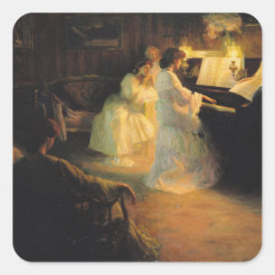 Young Girls at a Piano, 1906 Square Sticker
