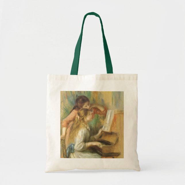Young Girls at Piano by Pierre Renoir Tote Bag (Front)