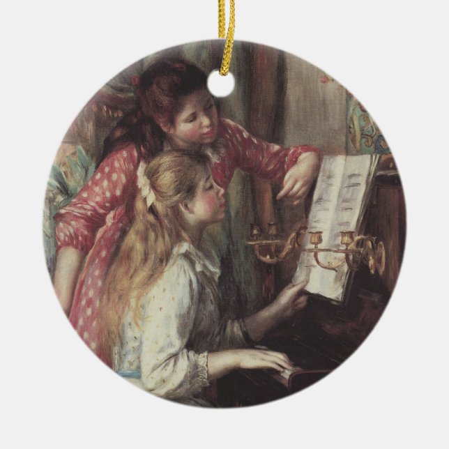 Young Girls at the Piano by Pierre Renoir Ceramic Ornament (Front)