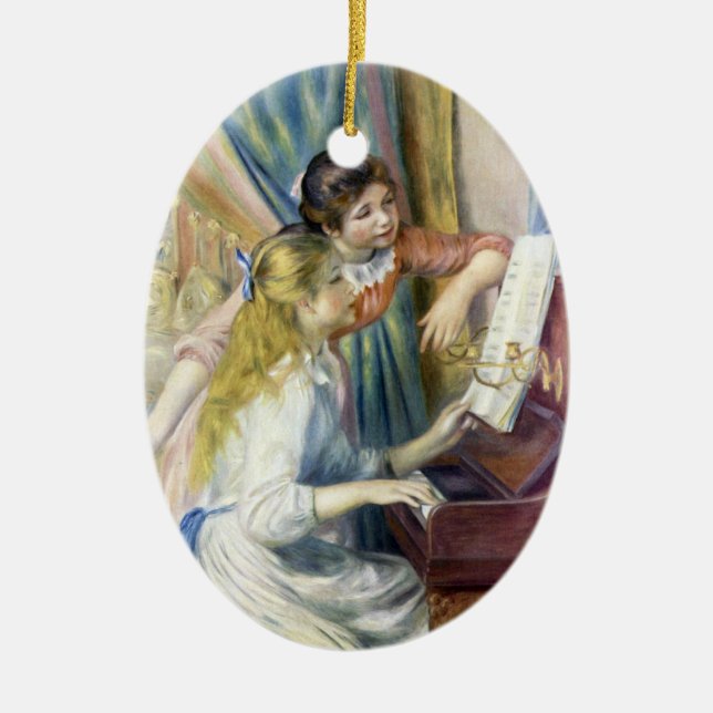 Young Girls at the Piano by Pierre Renoir Ceramic Ornament (Front)
