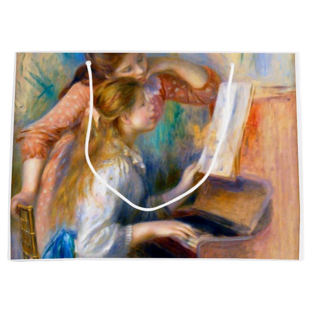 Young Girls at the Piano, Renoir Large Gift Bag (Front)